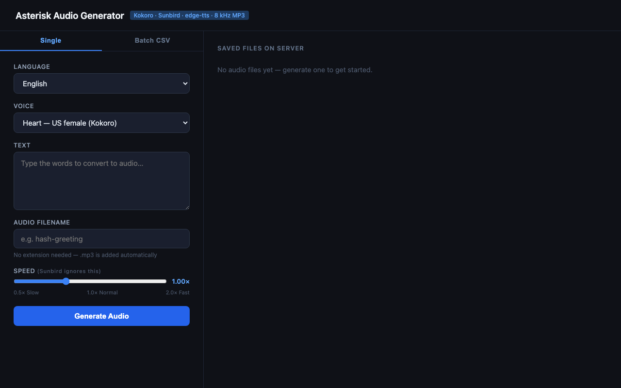 Asterisk Audio Generator UI