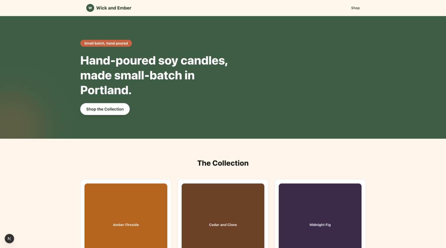 Ecommerce Template - candle shop website