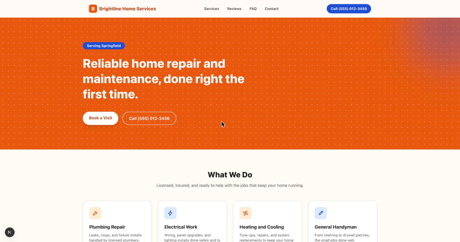 Local Service Template - home services website