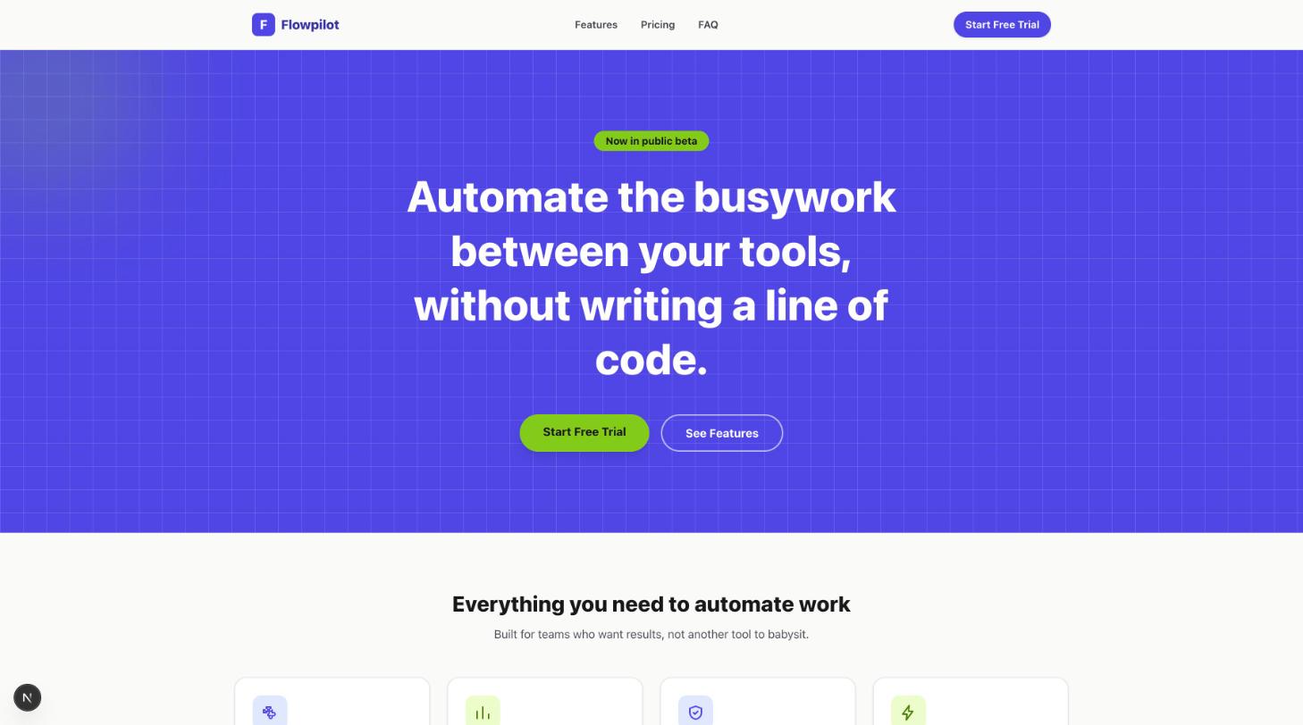 SaaS Landing Template - Flowpilot demo landing page